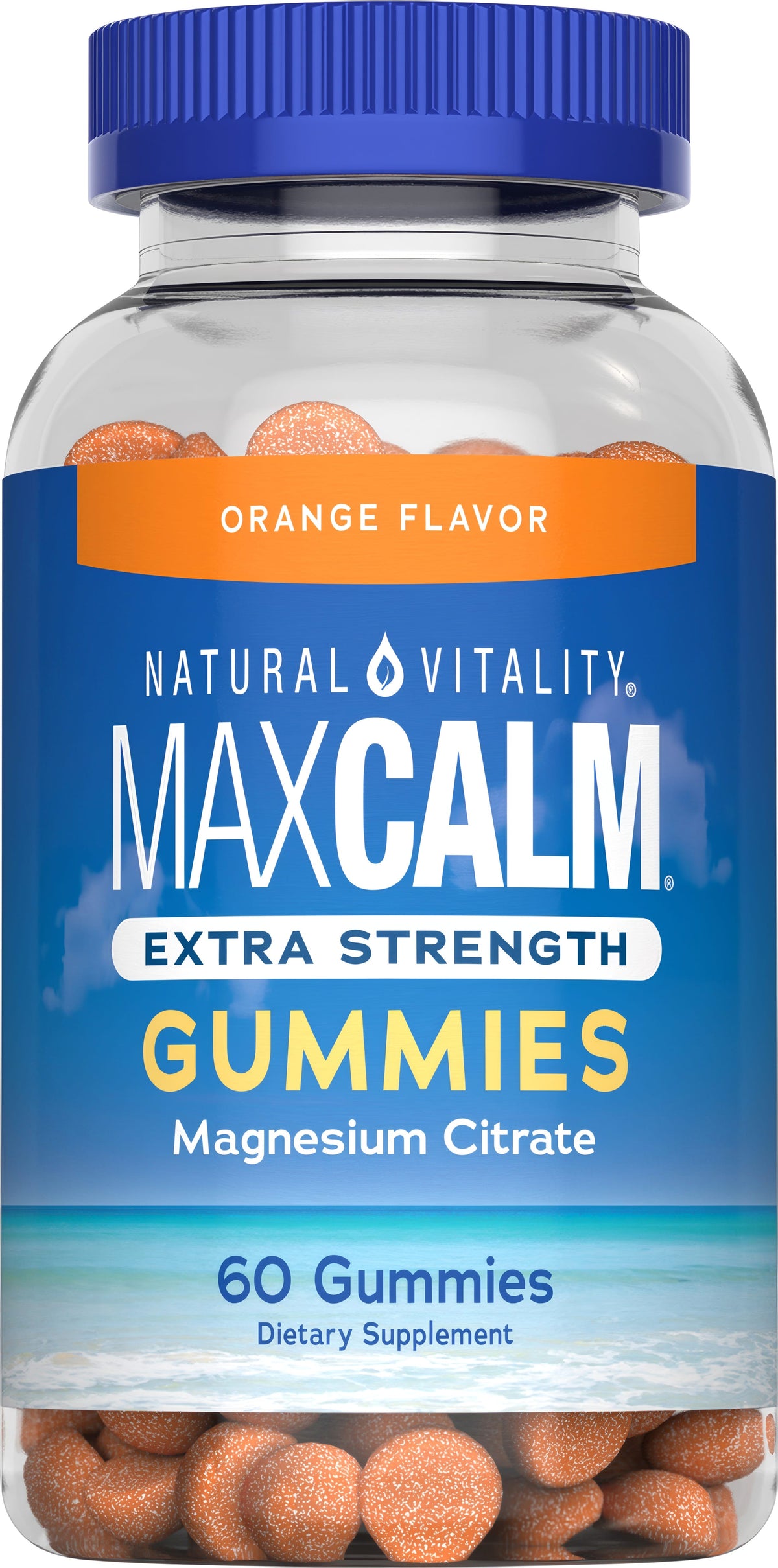 Natural Vitality MAXCALM Gomitas De Citrato De Magnesio Extra Fuerte Naranja