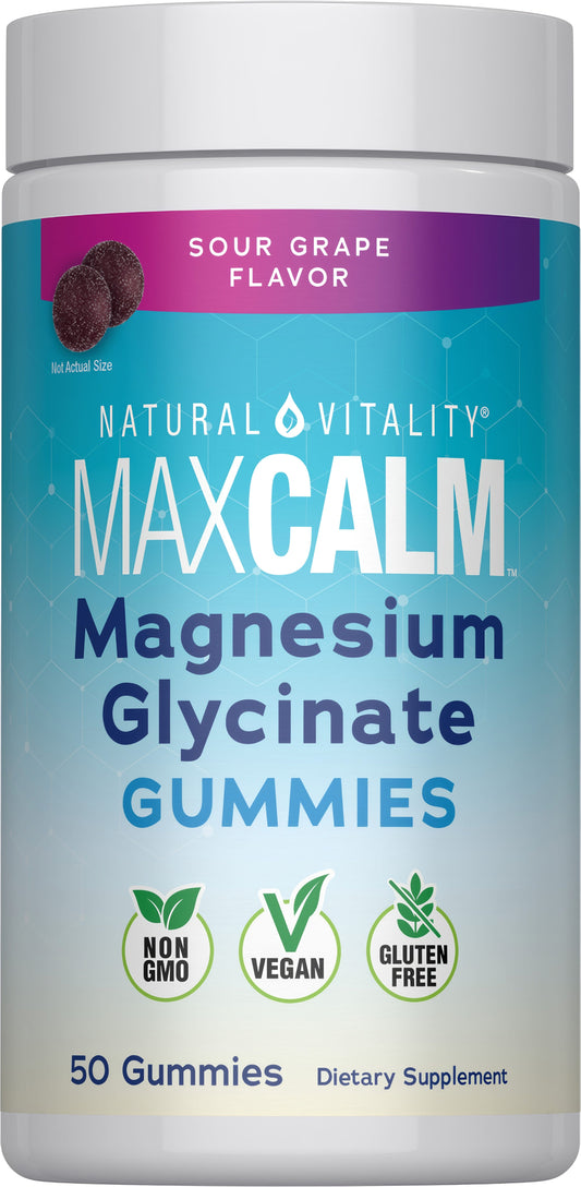 Natural Vitality MAXCALM Gomitas De Glicinato De Magnesio Uva Ácida