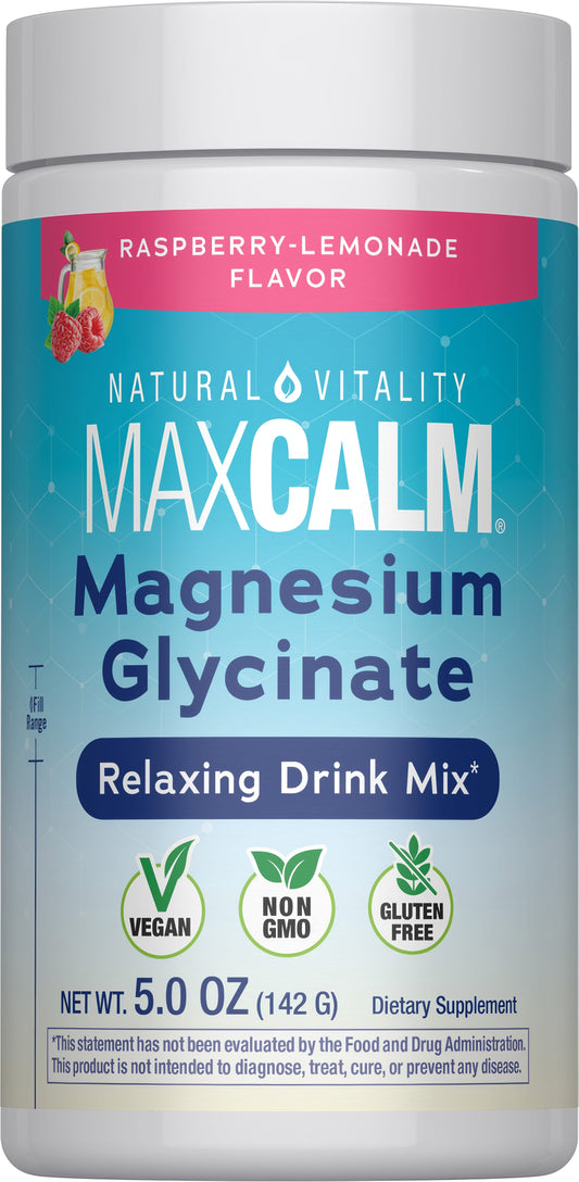 Natural Vitality MAXCALM Glicinato De Magnesio En Polvo Frambuesa Limonada 113 g