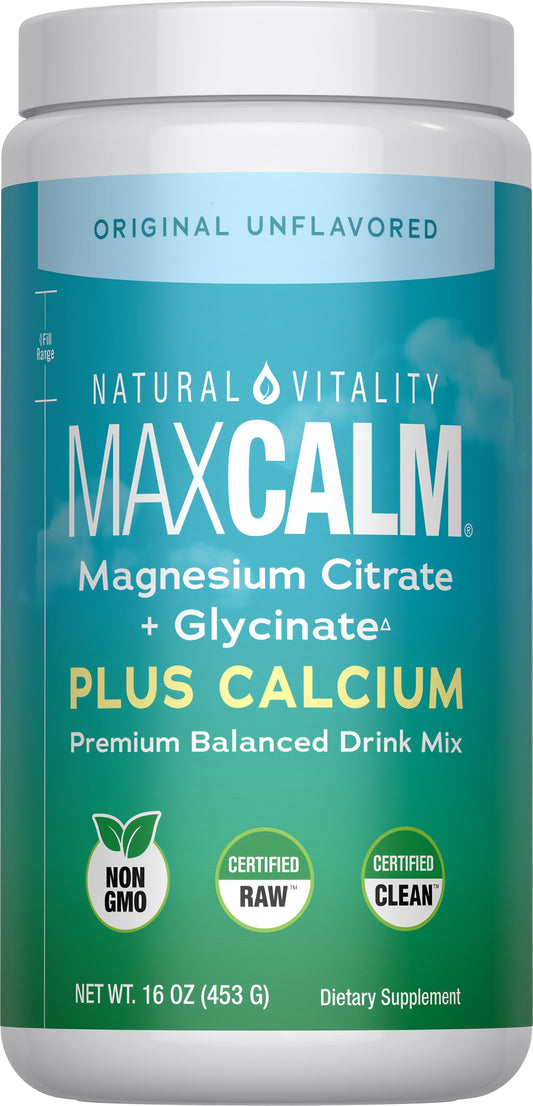 Natural Vitality MAXCALM Magnesio Con Calcio En Polvo Sin Sabor 453 g