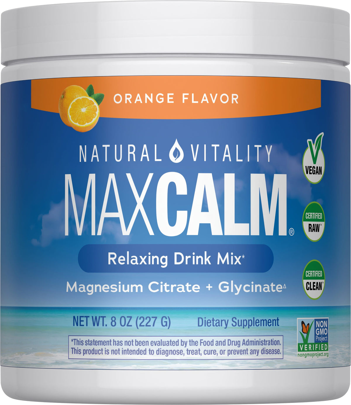 Natural Vitality MAXCALM Magnesio En Polvo Naranja 226 g