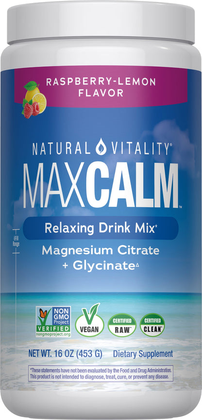 Natural Vitality MAXCALM Magnesio En Polvo Frambuesa Limón 453 g