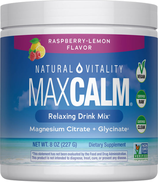 Natural Vitality MAXCALM Magnesio En Polvo Frambuesa Limón 227 g