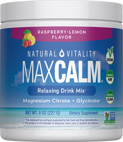 Natural Vitality MAXCALM Magnesio En Polvo Frambuesa Limón 227 g
