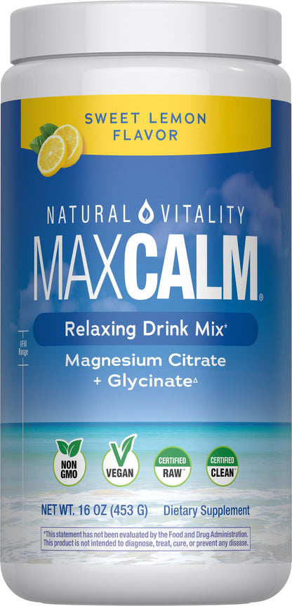 Natural Vitality MAXCALM Magnesio En Polvo Limón Dulce 453 g