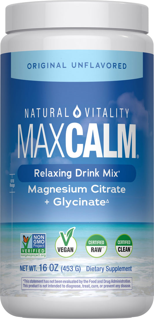 Natural Vitality MAXCALM Magnesio En Polvo Sin Sabor 453 g
