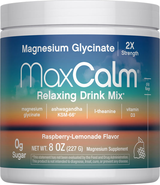 Natural Vitality MAXCALM Bebida En Polvo De Glicinato De Magnesio Frambuesa Limonada