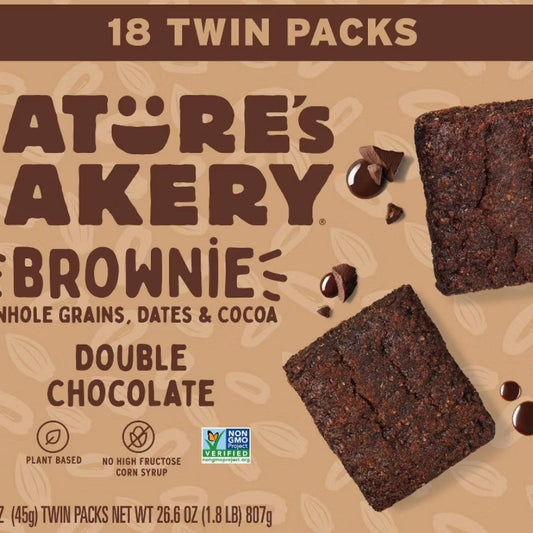 Nature's Bakery Barras de Brownie Doble Chocolate 18 Piezas