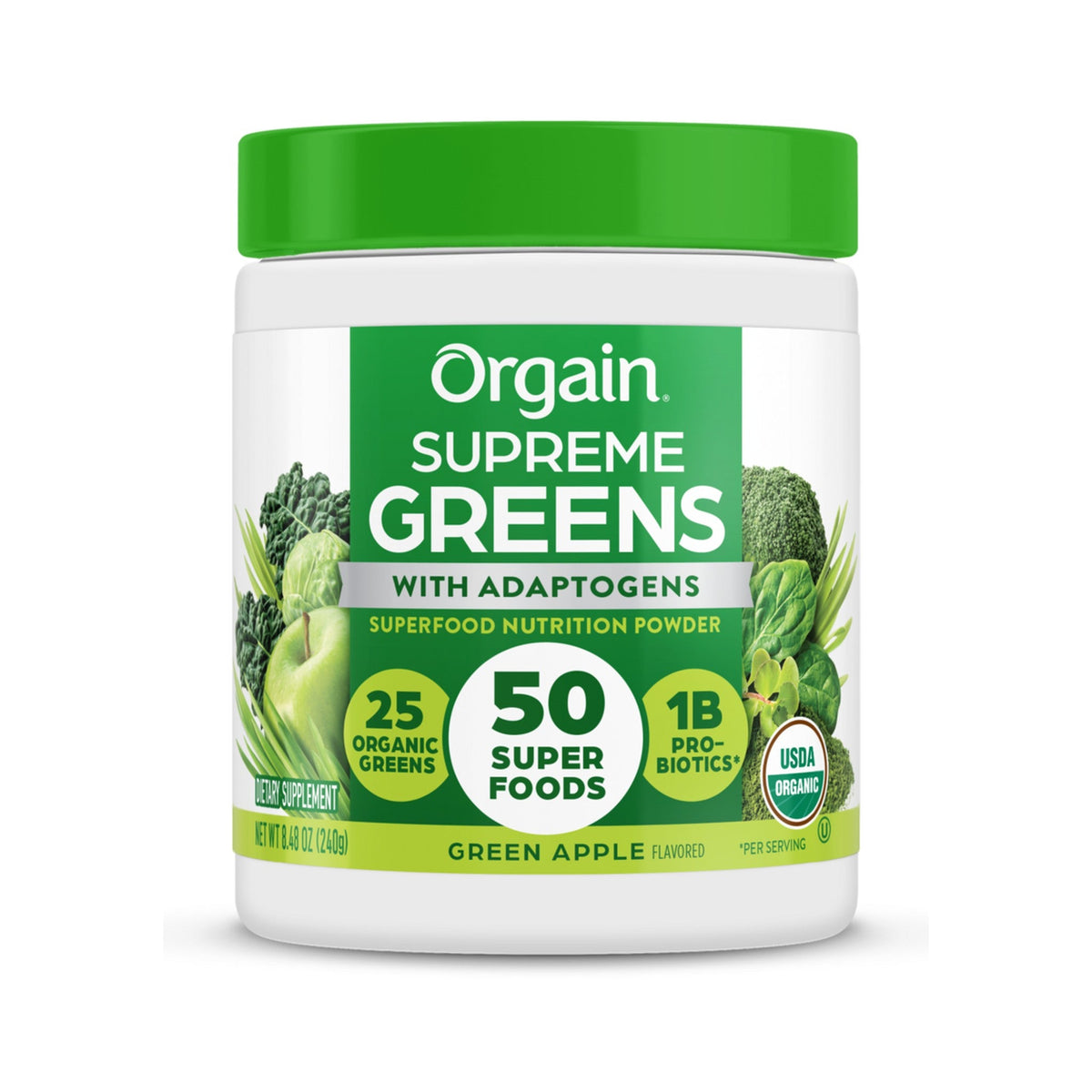 Orgain Supreme Greens En Polvo Manzana Verde