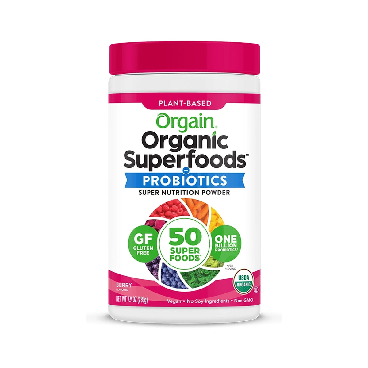 Orgain Superalimentos Orgánicos Con Probióticos En Polvo Frutos Rojos