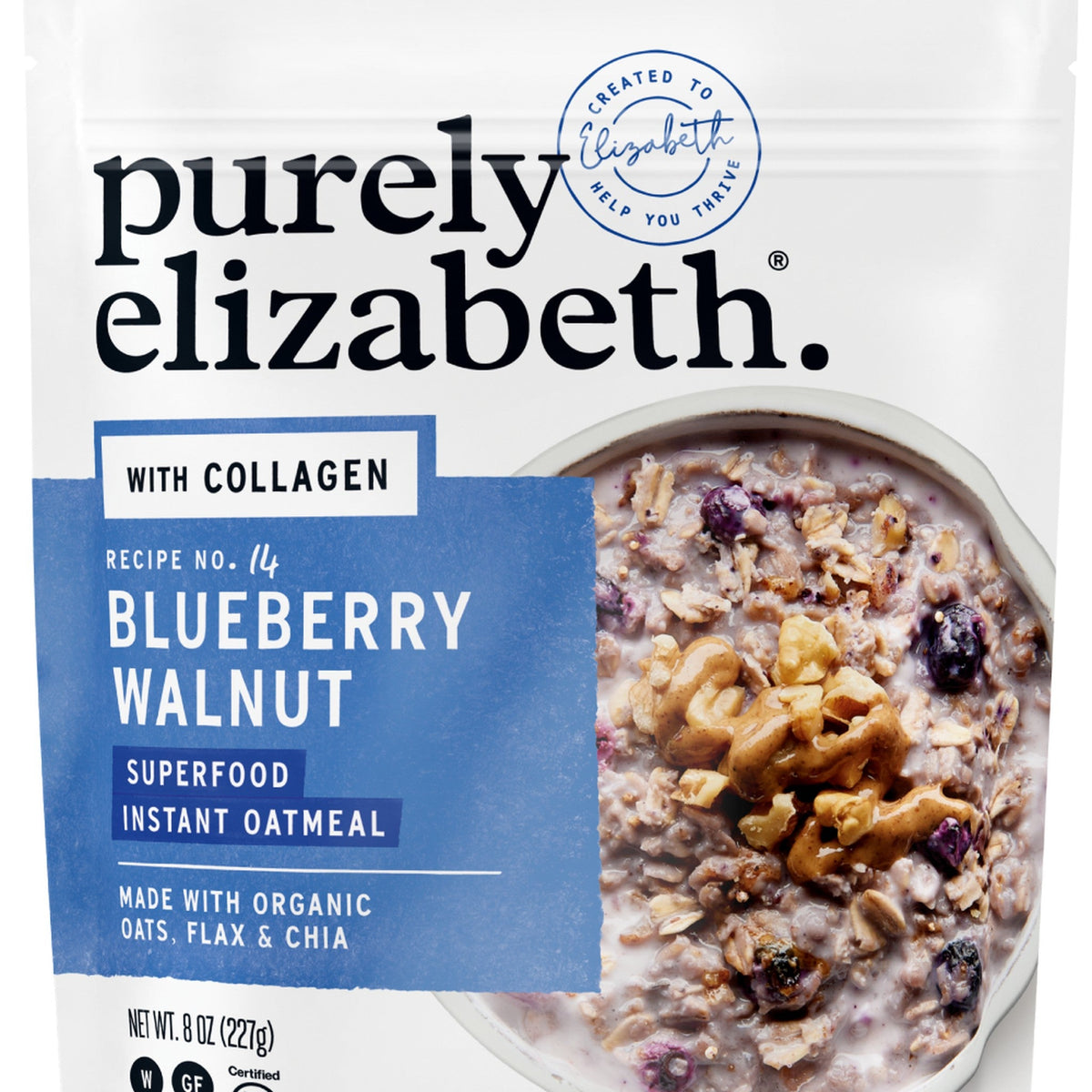 Purely Elizabeth Avena Superfood Mora Azul y Nuez con Colágeno Bolsa