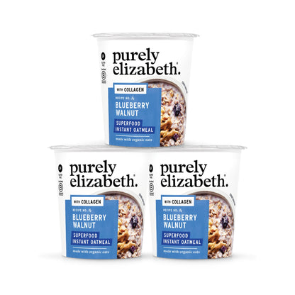 Purely Elizabeth Vaso de Avena Superfood Mora Azul y Nuez con Colágeno 3 Piezas