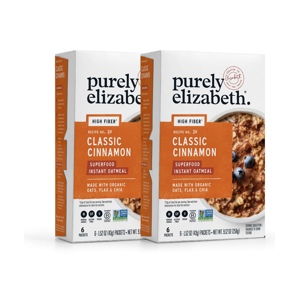 Purely Elizabeth Avena Superfood Canela Clásica con Fibra Prebiótica Sobres