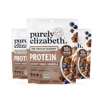 Purely Elizabeth Granola con Proteína Chocolate Amargo y Mora Azul