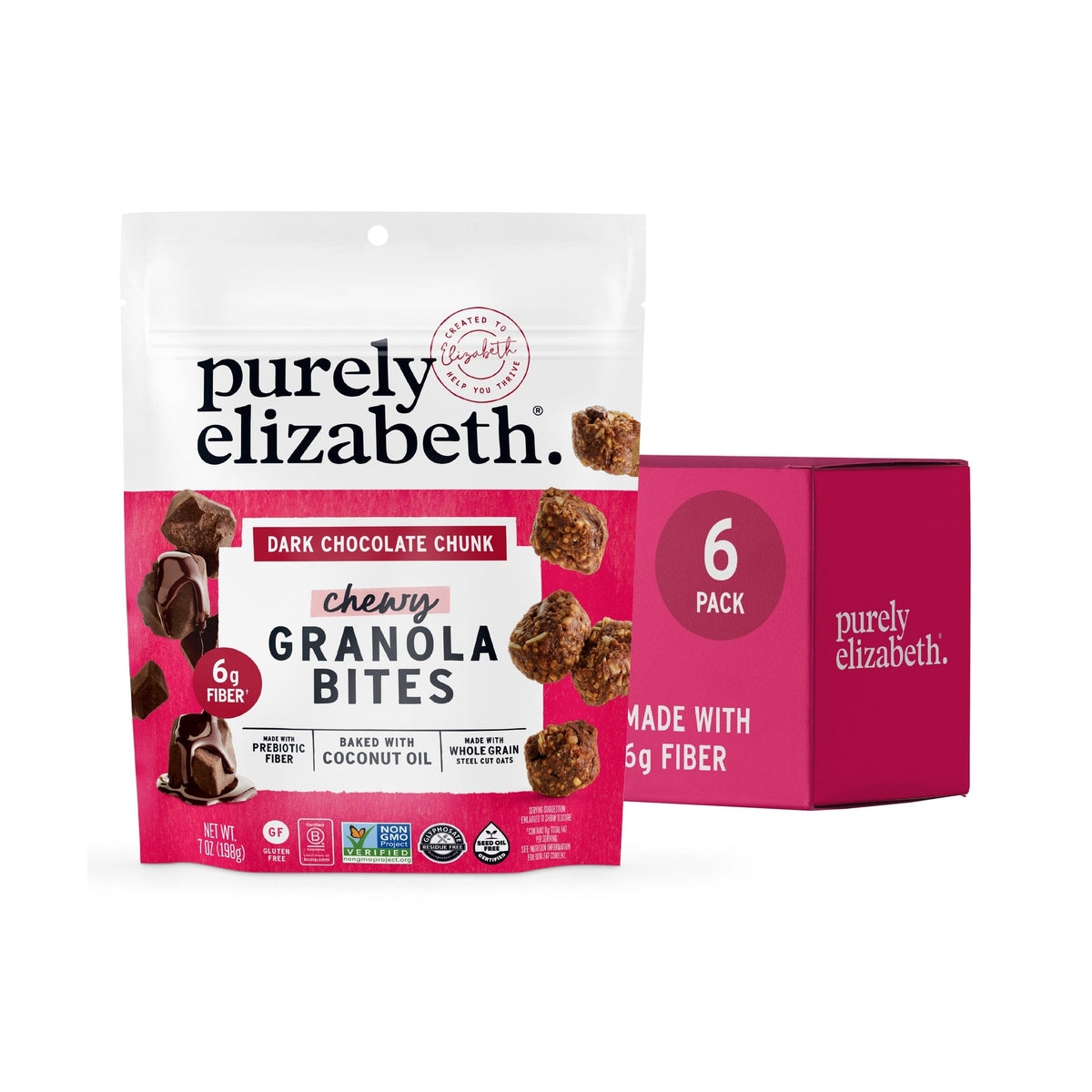 Purely Elizabeth Bocaditos de Granola Trozos de Chocolate Amargo
