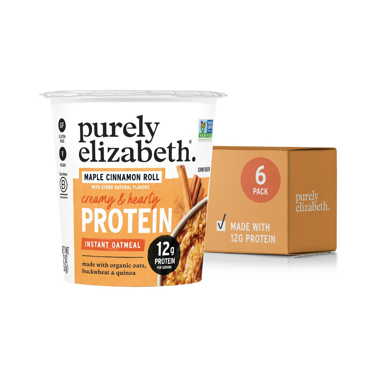 Purely Elizabeth Vaso de Avena con Proteína Maple Cinnamon Roll