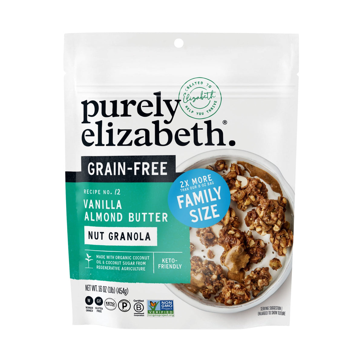 Purely Elizabeth Granola Sin Granos Vainilla y Crema de Almendra Tamaño Familiar 454 g