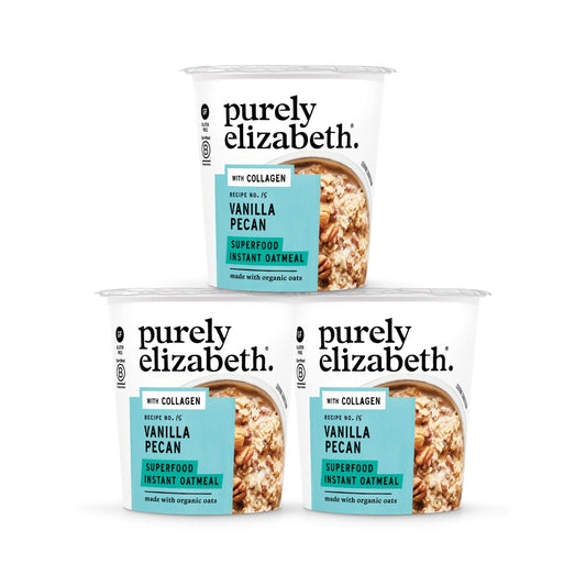 Purely Elizabeth Vaso de Avena Superfood Vainilla y Nuez con Colágeno 3 Piezas