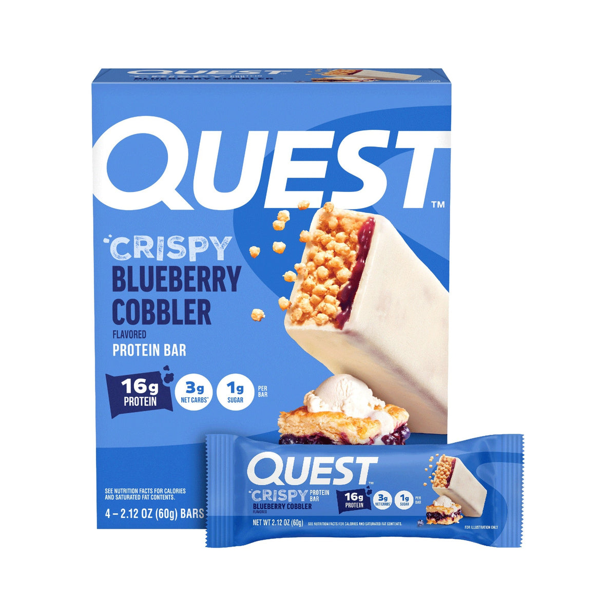 Quest Crispy Hero Barras De Proteína Cobbler De Mora Azul