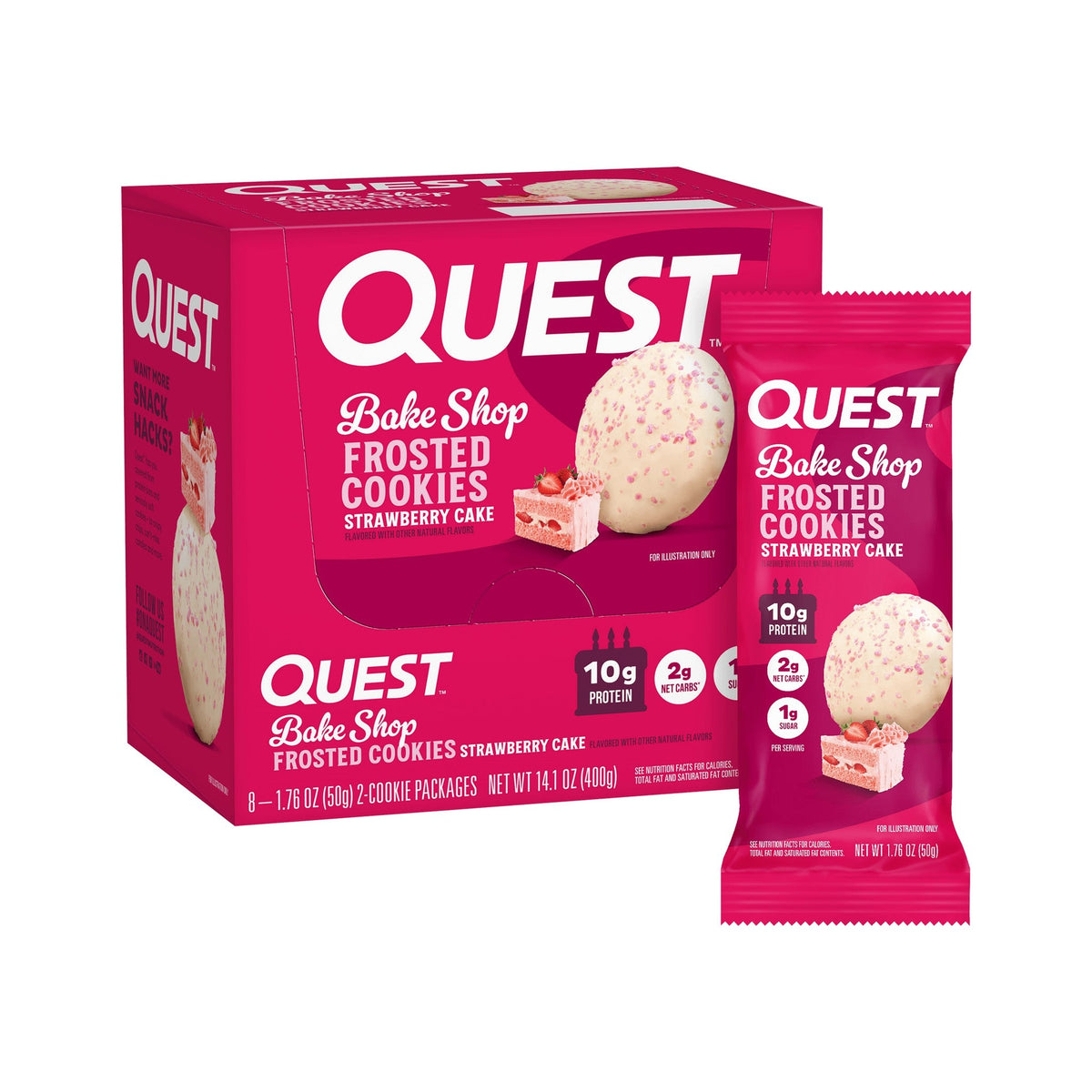 Quest Galletas Glaseadas Con Proteína Pastel De Fresa 2 Piezas