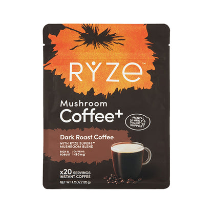 RYZE Café Instantáneo de Hongos Tostado Oscuro Bolsa