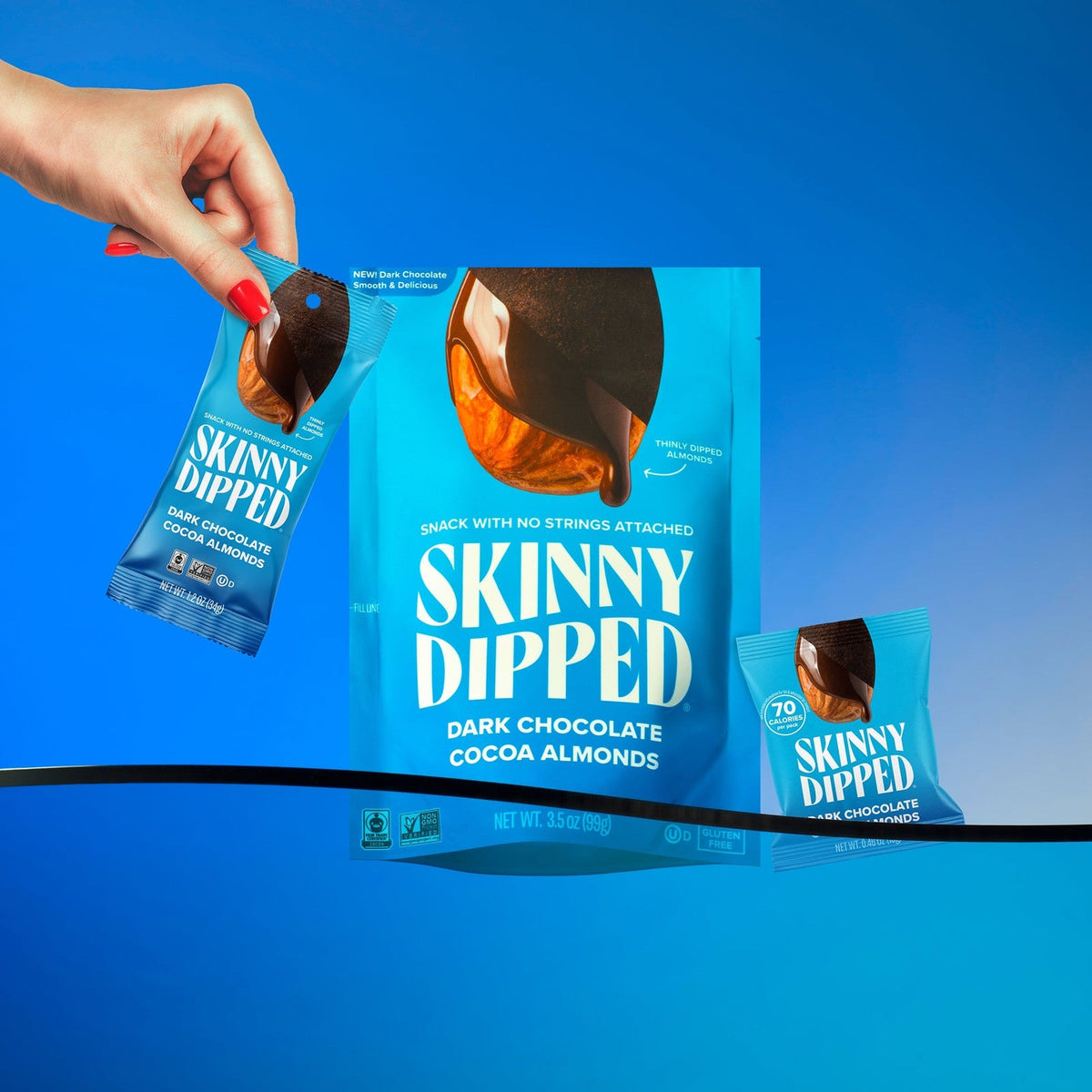 SkinnyDipped Almendras Cubiertas De Chocolate Amargo Y Cacao