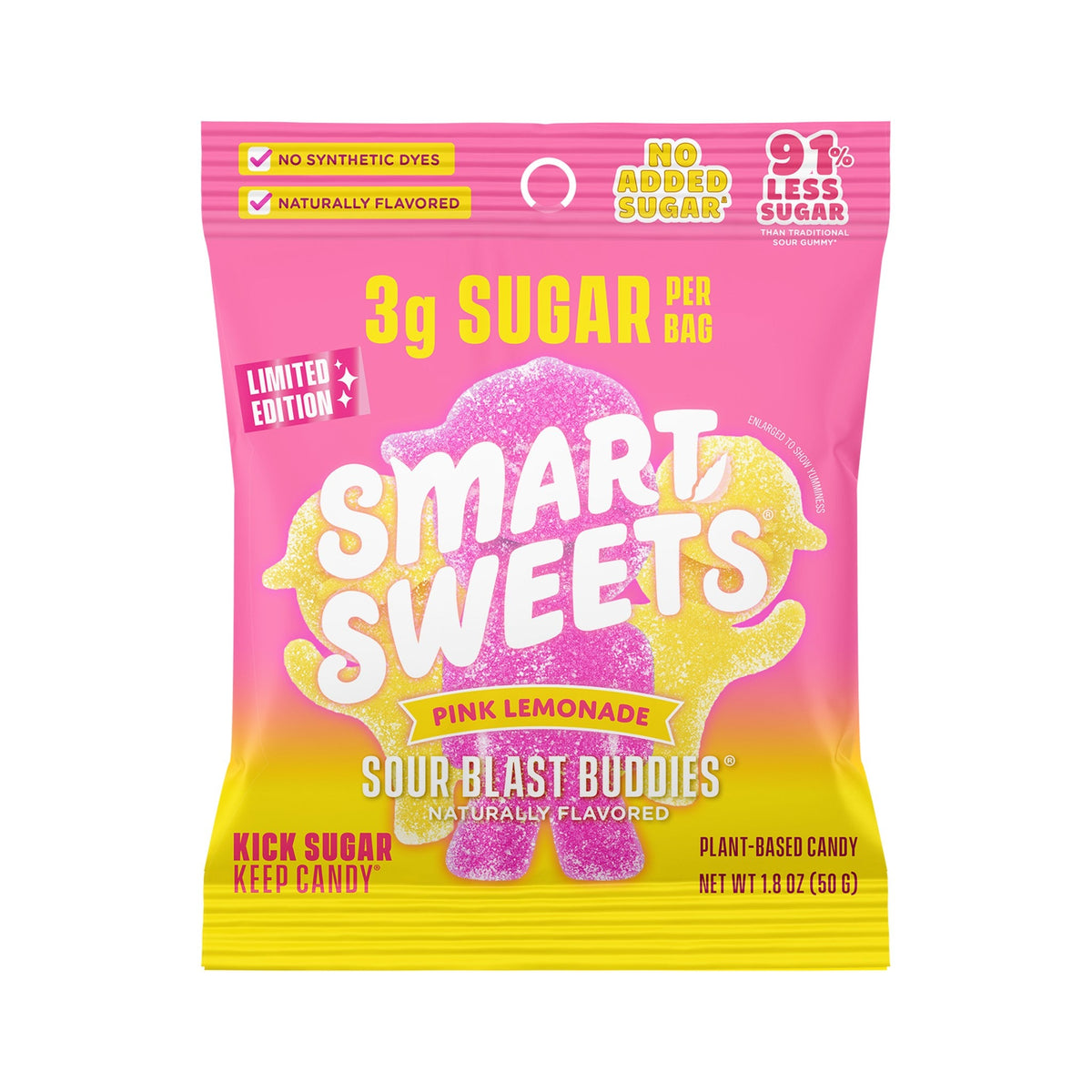 SmartSweets Gomitas Ácidas Limonada Rosa Sour Blast Buddies