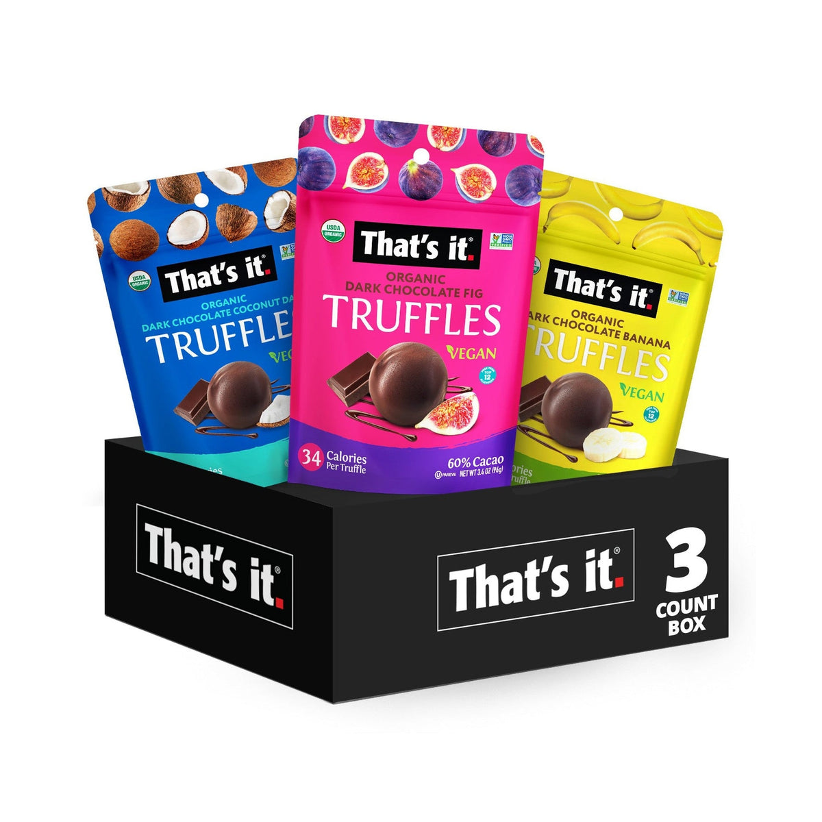 That's it. Trufas Orgánicas De Chocolate Amargo Y Fruta Surtidas