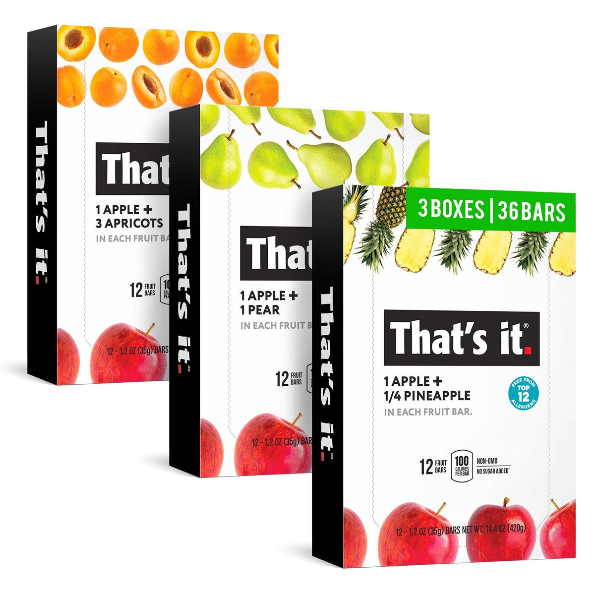 That's it. Barras De Fruta Surtidas Chabacano, Pera Y Piña 36 Piezas