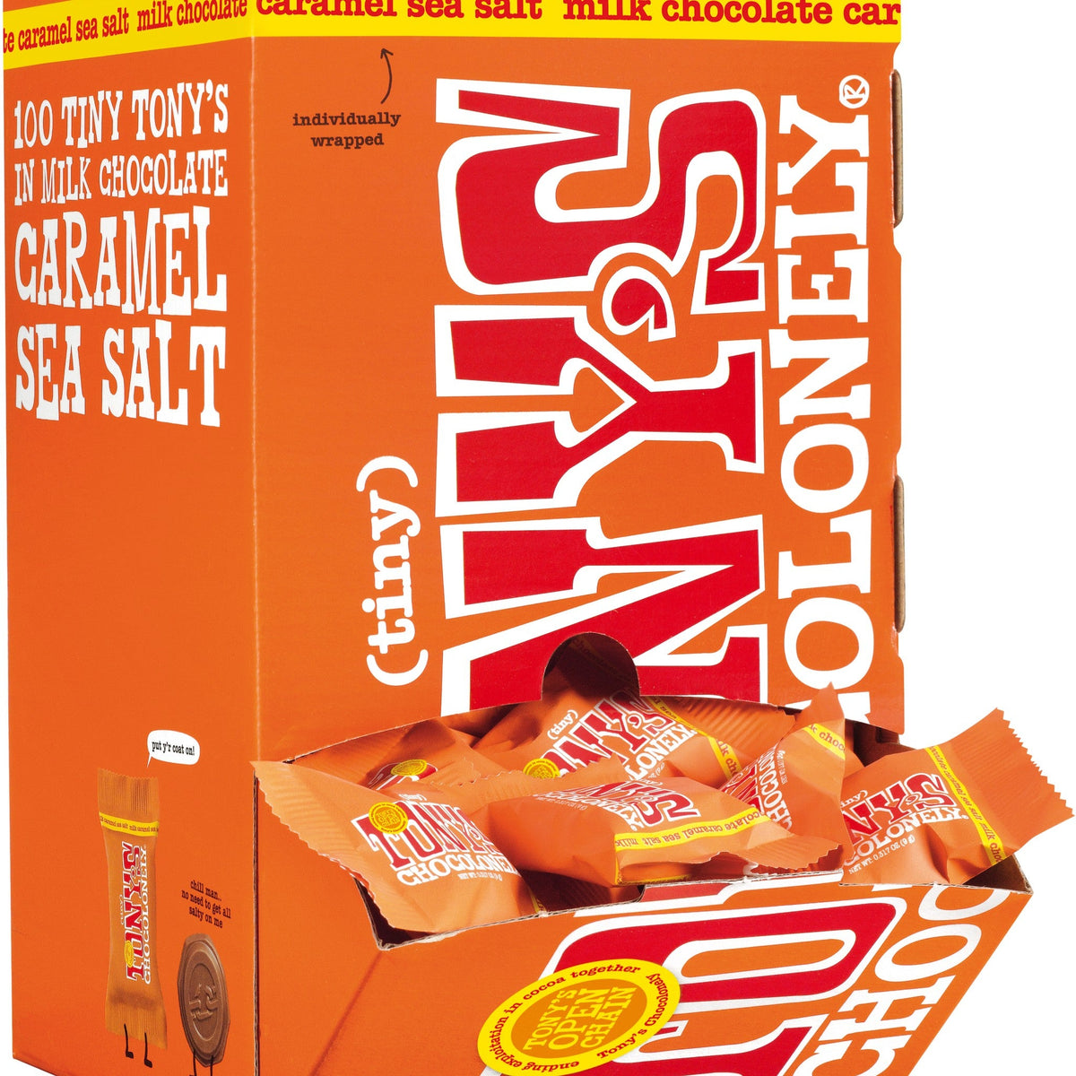 Tony's Chocolonely Tiny Tony's Chocolate con Leche, Caramelo y Sal de Mar