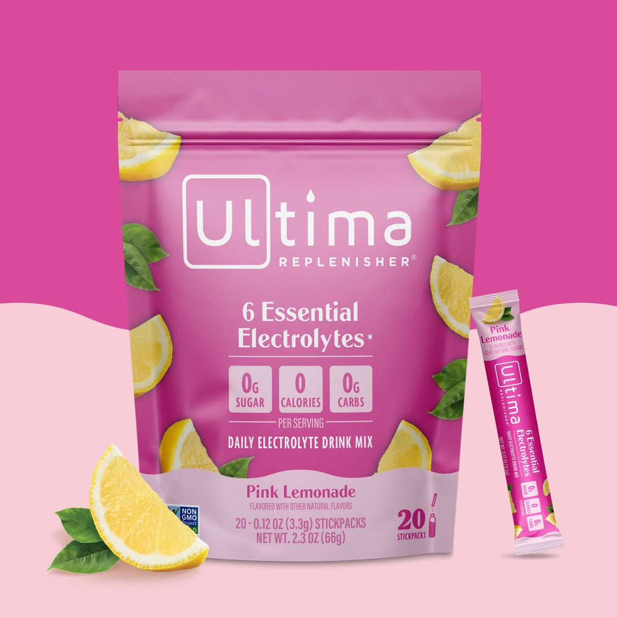 Ultima Replenisher Electrolitos en Polvo Limonada Rosa