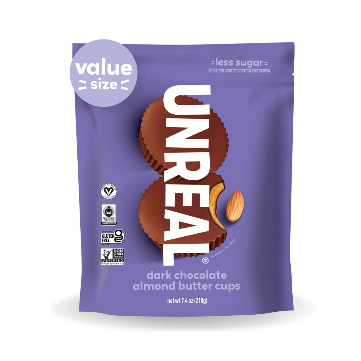 Unreal Tazas De Chocolate Amargo Con Crema De Almendra Bolsa Grande