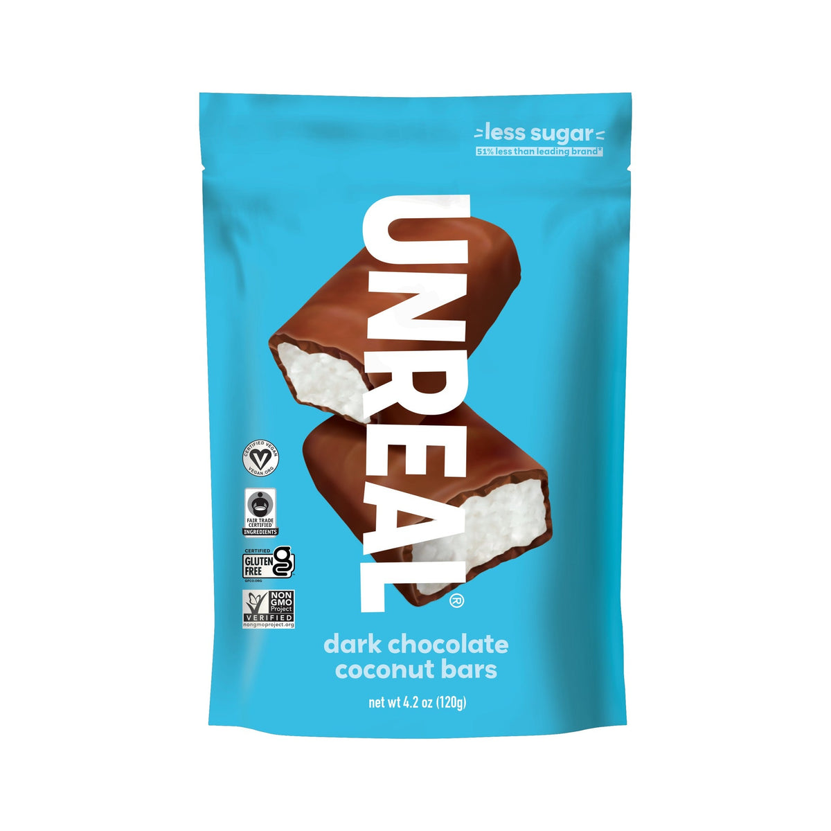 Unreal Barras De Chocolate Amargo Con Coco 8 Piezas