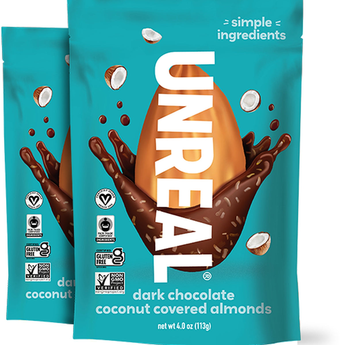 Unreal Almendras Con Coco Cubiertas De Chocolate Amargo 2 Bolsas