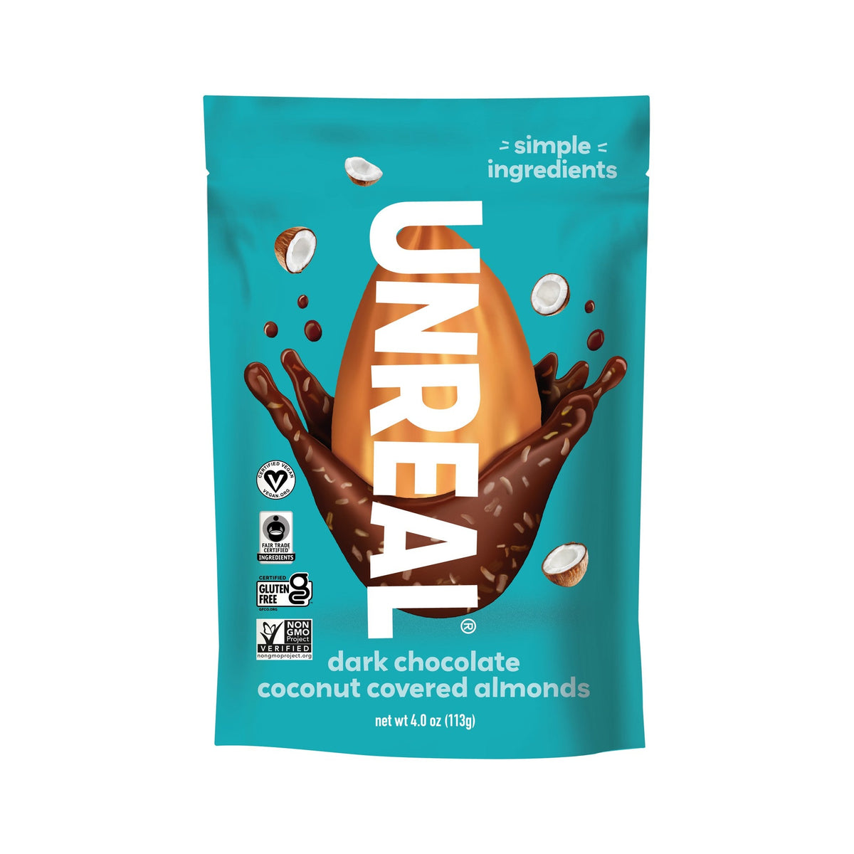 Unreal Almendras Con Coco Cubiertas De Chocolate Amargo 113 g