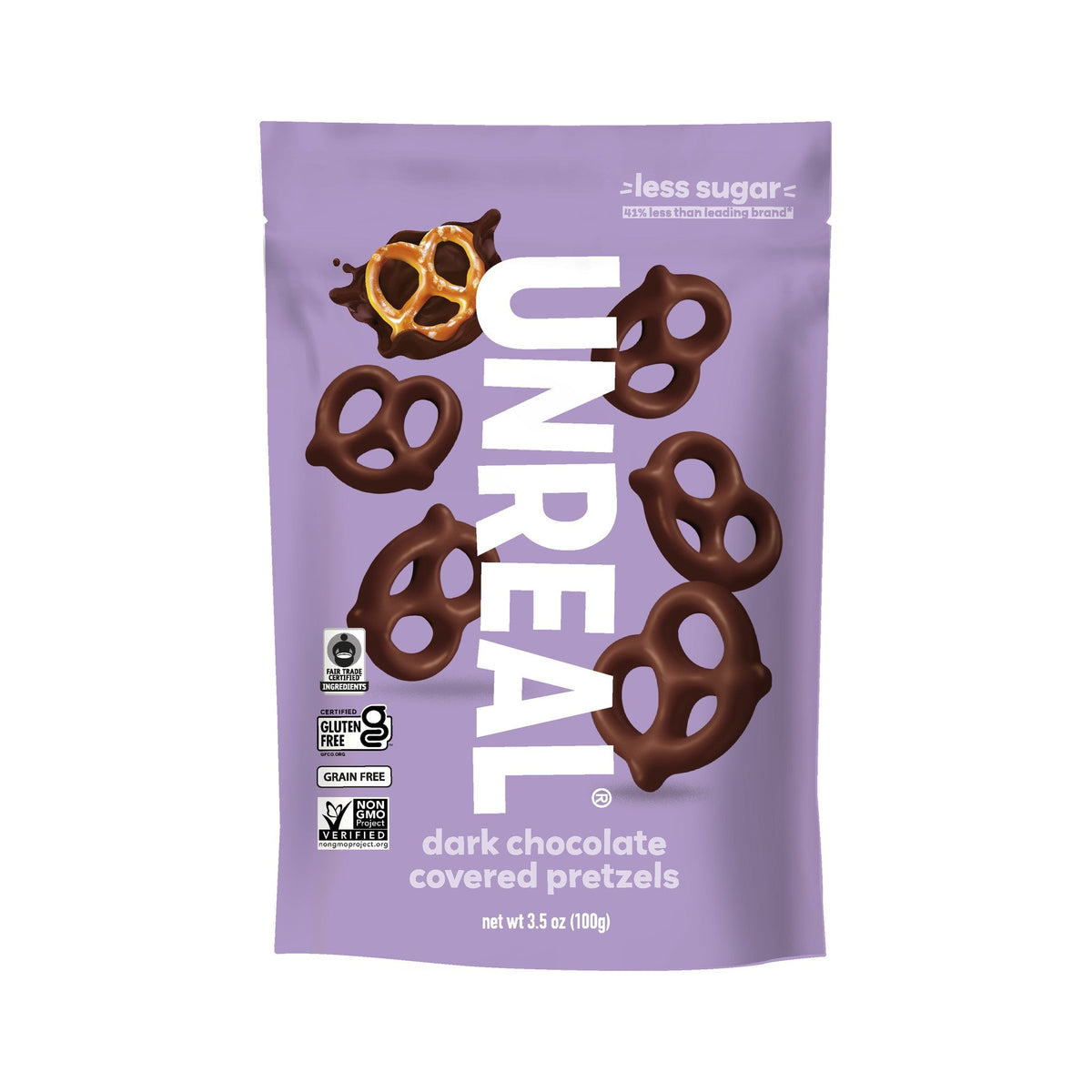 Unreal Pretzels Cubiertos De Chocolate Amargo 99 g