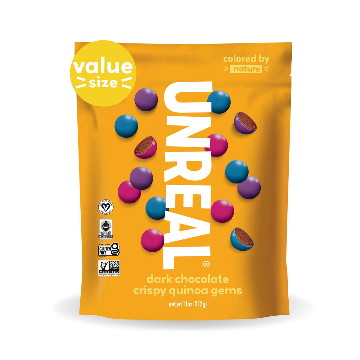Unreal Gems Chocolate Amargo Con Quinoa Crujiente Bolsa Grande