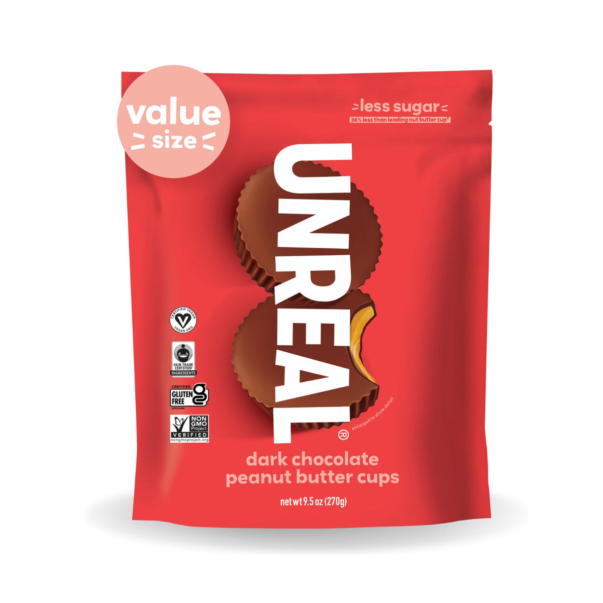 Unreal Tazas De Chocolate Amargo Con Crema De Cacahuate Bolsa Grande