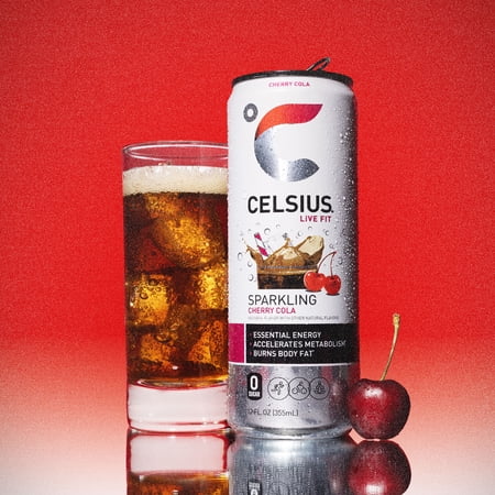 CELSIUS bebida gasificada Cherry Cola 12 latas de 12 fl oz