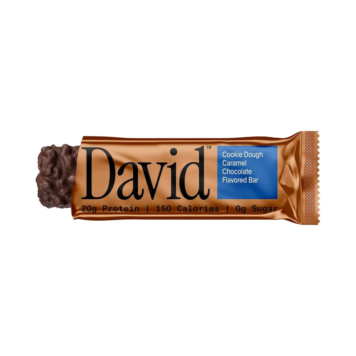David Bronze Cookie Dough Caramel Chocolate · Barra de Proteína 20 g · Caja 12