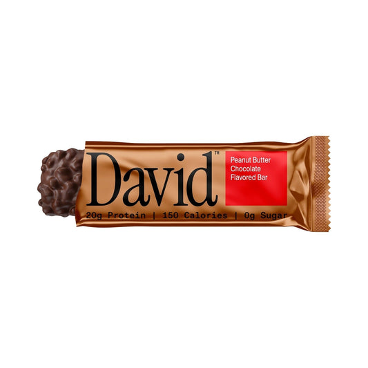 David Bronze Peanut Butter Chocolate · Barra de Proteína 20 g · Caja 12