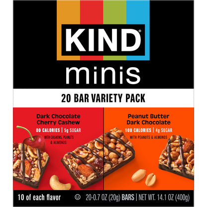 KIND Minis barras surtidas dulces 20 piezas de 0.7 oz