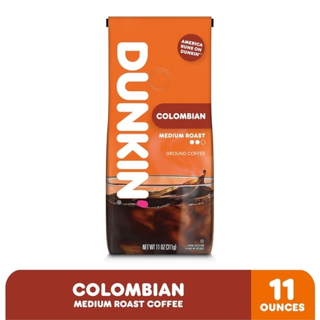 Dunkin’ Colombian Medium Roast Ground Coffee, 11 oz Bag