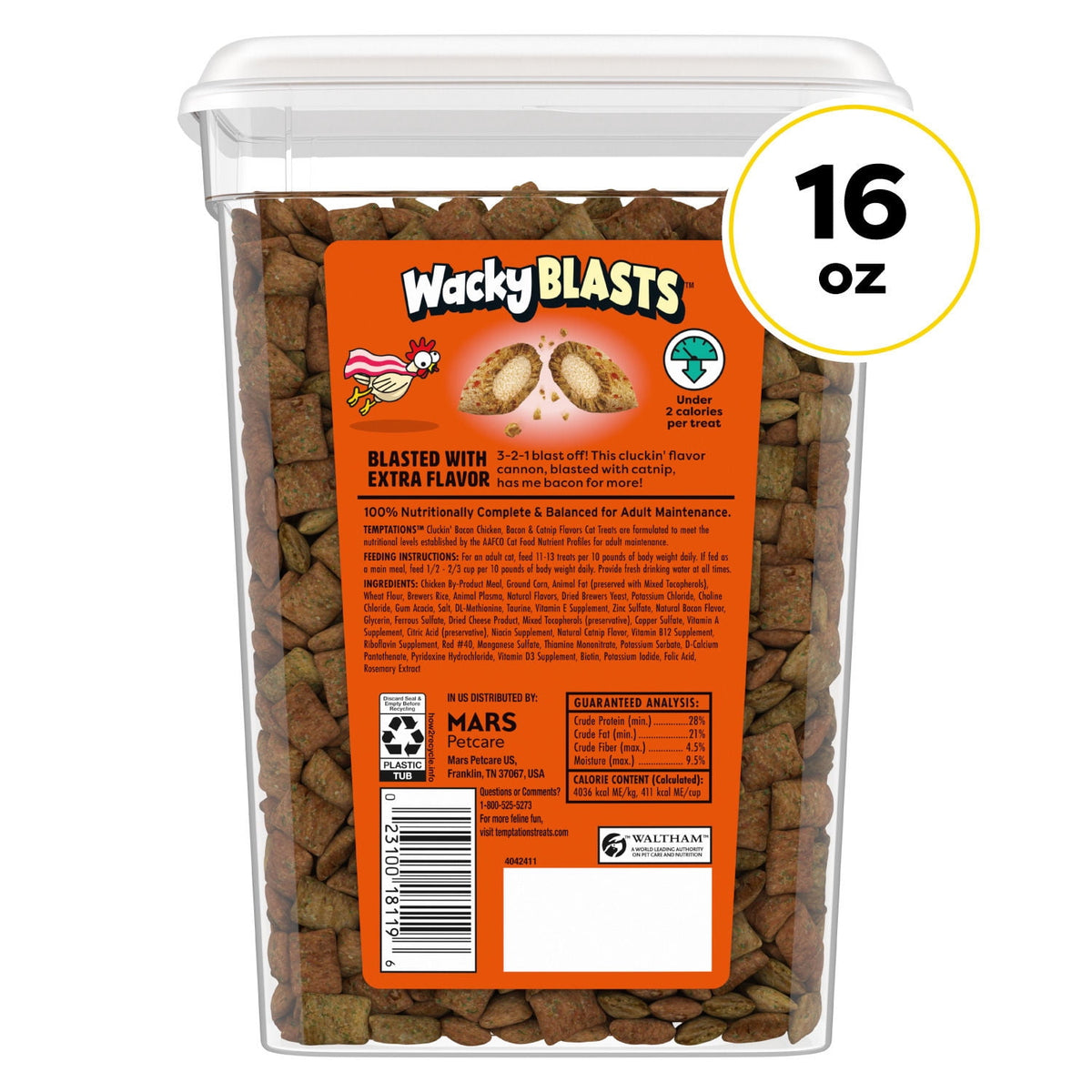 Premios Gato Temptations Wacky Pollo Tocino 454g Pack 3