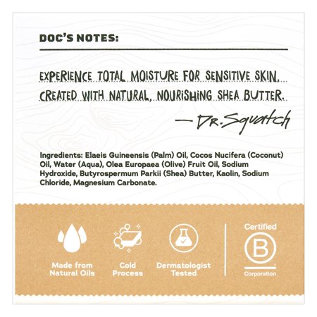 Dr. Squatch Mens Bar Soap Sensitive Skin, Natural Bar Soap for Men, Shea Butter, 5 Oz