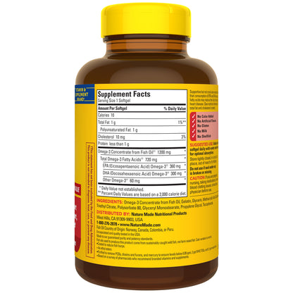 Nature Made Burp Less aceite pescado 1200 mg 125 cápsulas