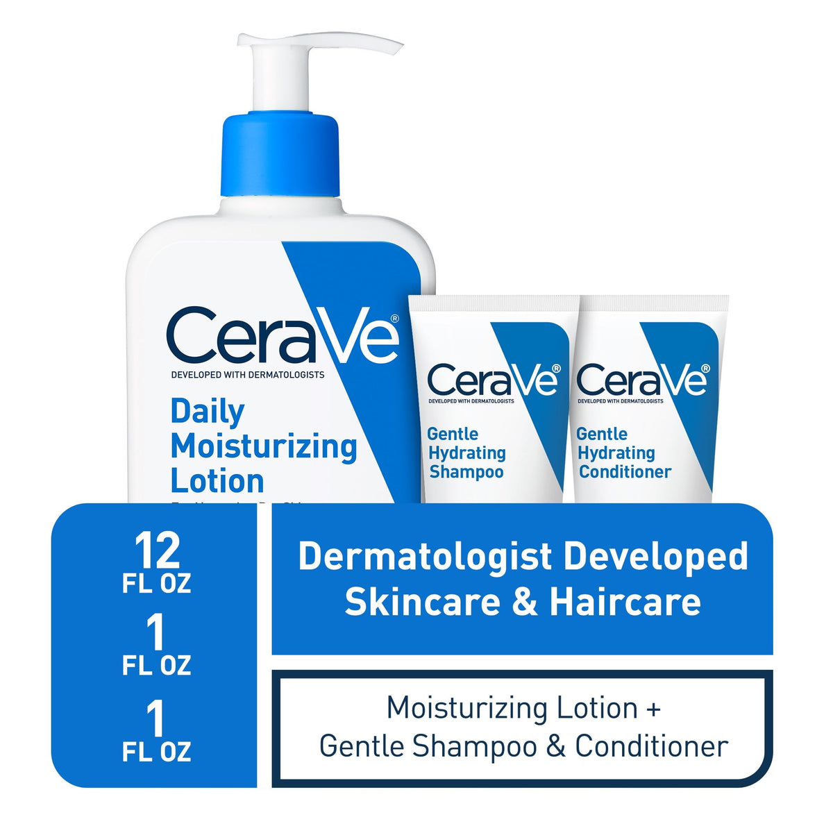 CeraVe Daily Moisturizing Lotion 355 ml con Shampoo y Acondicionador
