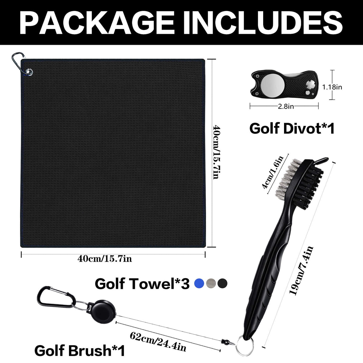 Set De Regalo Golf Finger Ten Toallas Cepillo Y Reparador