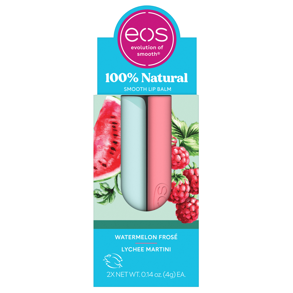 Eos Bálsamo Labial Sandía Y Lichi 2 Piezas Paquete De 3