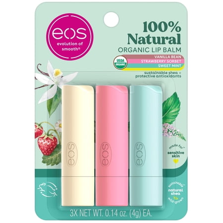 eos bálsamos labiales fresa vainilla menta 3 de 0.14 oz